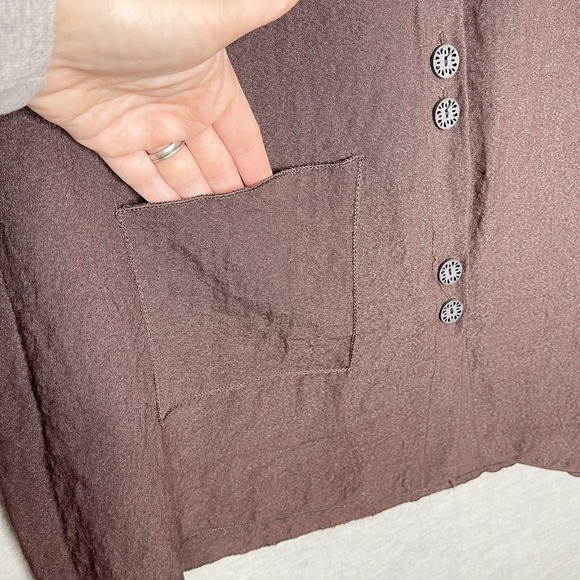 HABITAT Women's Long Sleeve Button Asymmetric Hem Tunic Sz Small Lagenlook Top - Picture 2 of 7